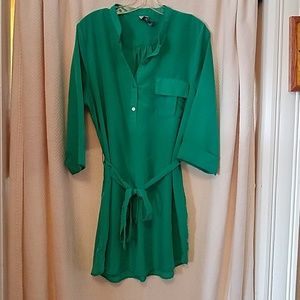 Half sleeve, light green mini dress